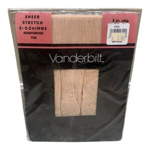 2pr Vanderbilt 100% Nylon Sheer Stretch  Stockings Reinforced Toe Nude 8 1/2-11